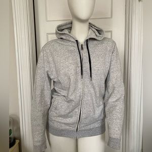 EVERLANE GRAY CLASSIC ZIPPER SWEATSHIRT WITH HOODIE LARGE
